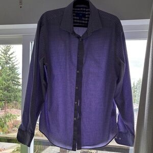 Egara Men's Purple and Black Plaid Shirt